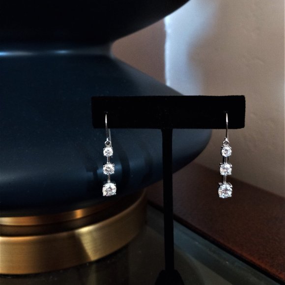 Diamonique Jewelry - 👰🥂3-Stone QVC Diamonique Drop Bar Earrings